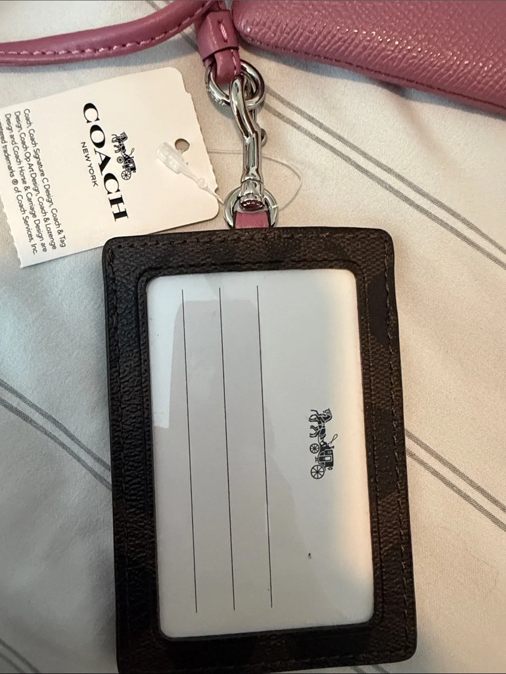 Coach Pink Leather Zip Wristlet with Signature Card Holder
